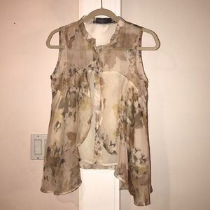 Floral sheer sleeveless blouse